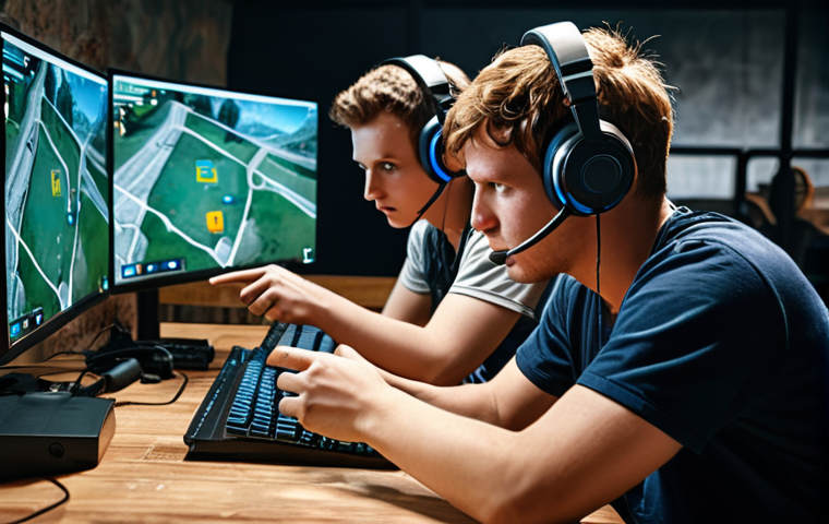 **Image:** A professional PUBG team intensely communicating during a match. Show them wearing headsets, focused on their screens, with in-game map overlays visible. The scene should convey coordination and strategic decision-making.
