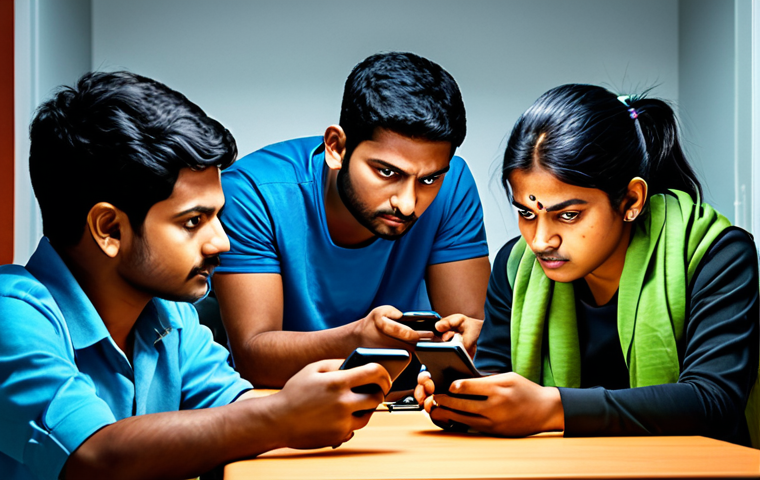 Intense Squad Communication**
"A group of Bengali friends intensely focused on their mobile phones, playing a battle royale game. They are crowded around a small table in a brightly lit room, fully engrossed in the game, headsets on, communicating strategies. The scene is dynamic and energetic, capturing the teamwork and communication aspects. Digital painting, vibrant colors, action shot, team spirit, safe for work, appropriate content, fully clothed, professional, family-friendly, perfect anatomy, natural proportions."
**