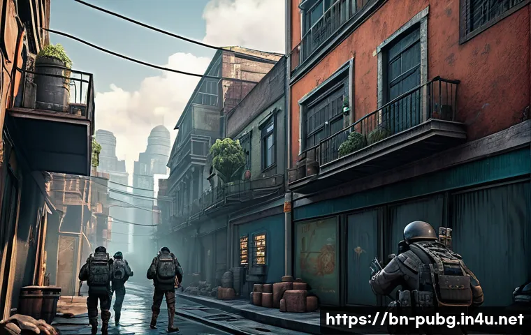 배틀그라운드 최신 패치 노트 - A dynamic futuristic game map scene featuring newly added urban areas with updated building interior...